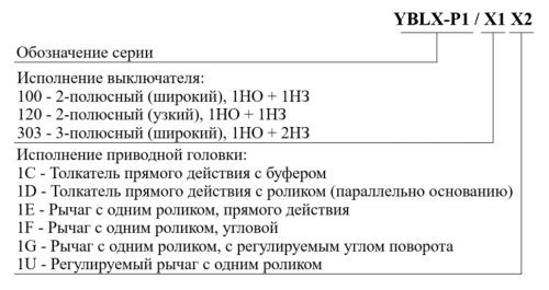 Выключатель путевой YBLX-P1