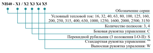 Перекидные рубильники на 3 положения NH40CS(W)